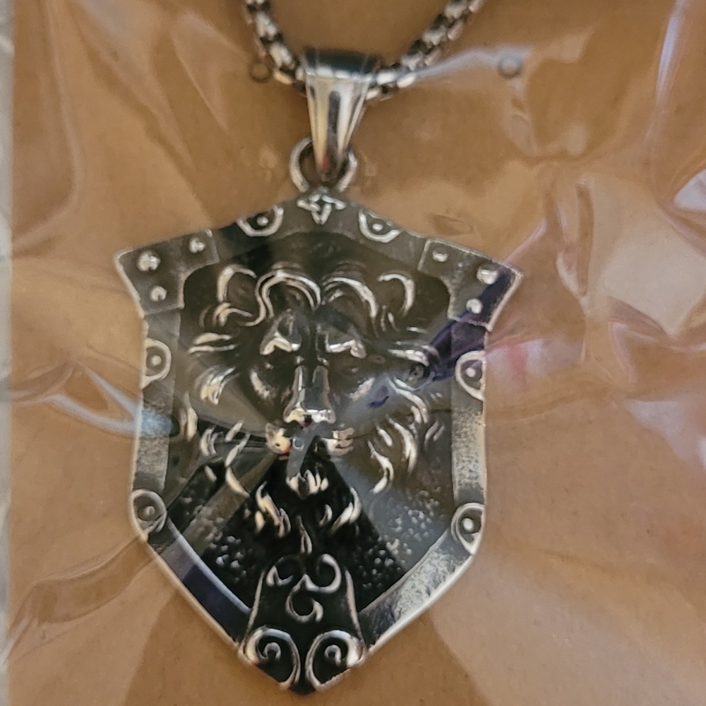 Lion shield necklace